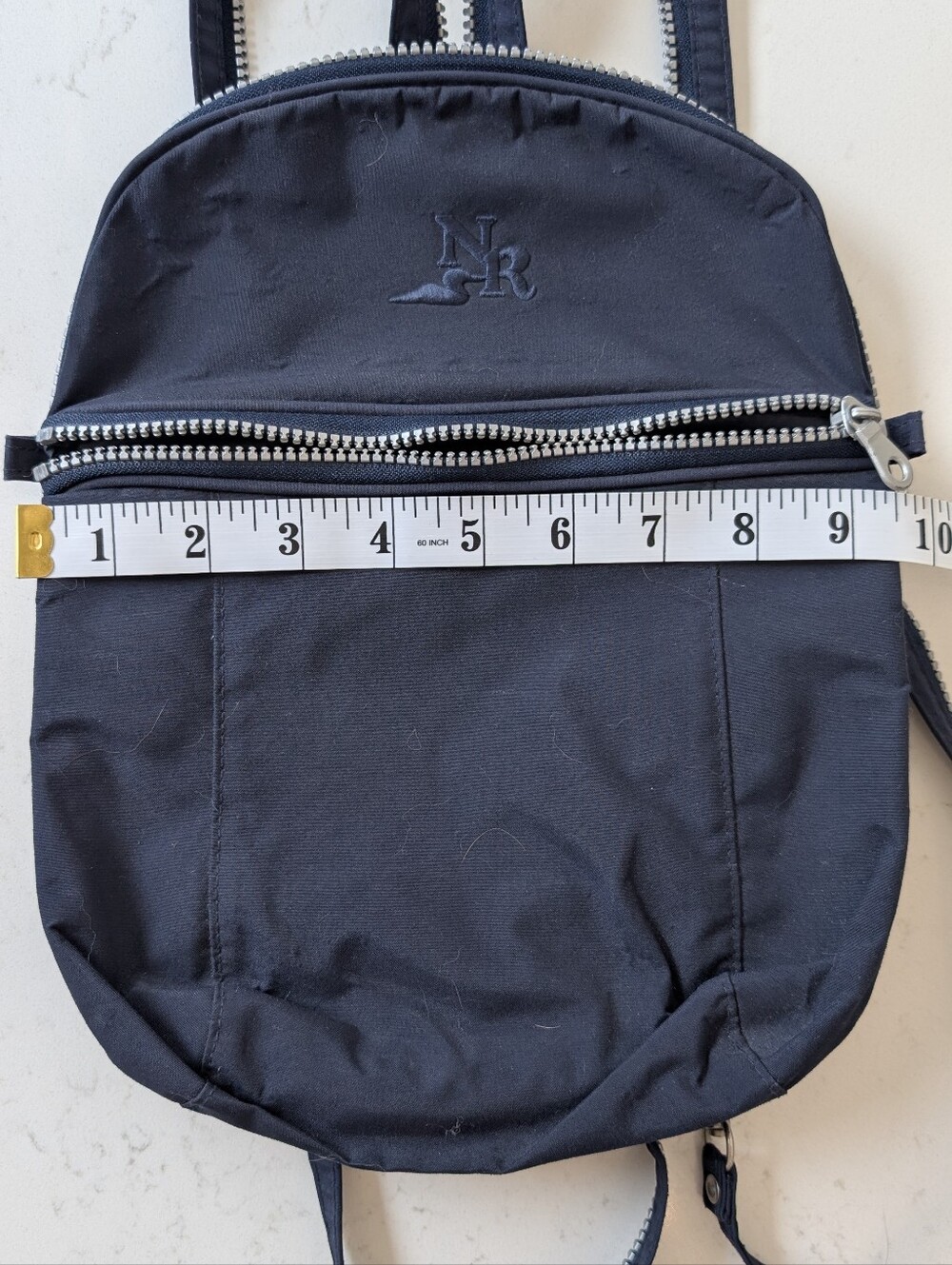 NR Navy Blue Everyday Practical Lightweight Nylon Backpack with Silver Zipper - Picture 13 of 13